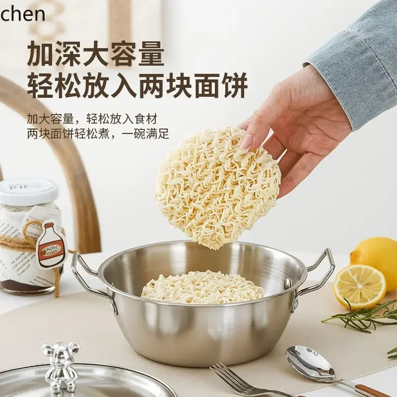 stainless steel double-handle bowl - noodle bowl, thickened cooking bowl,   high-value cartoon design with large spoon