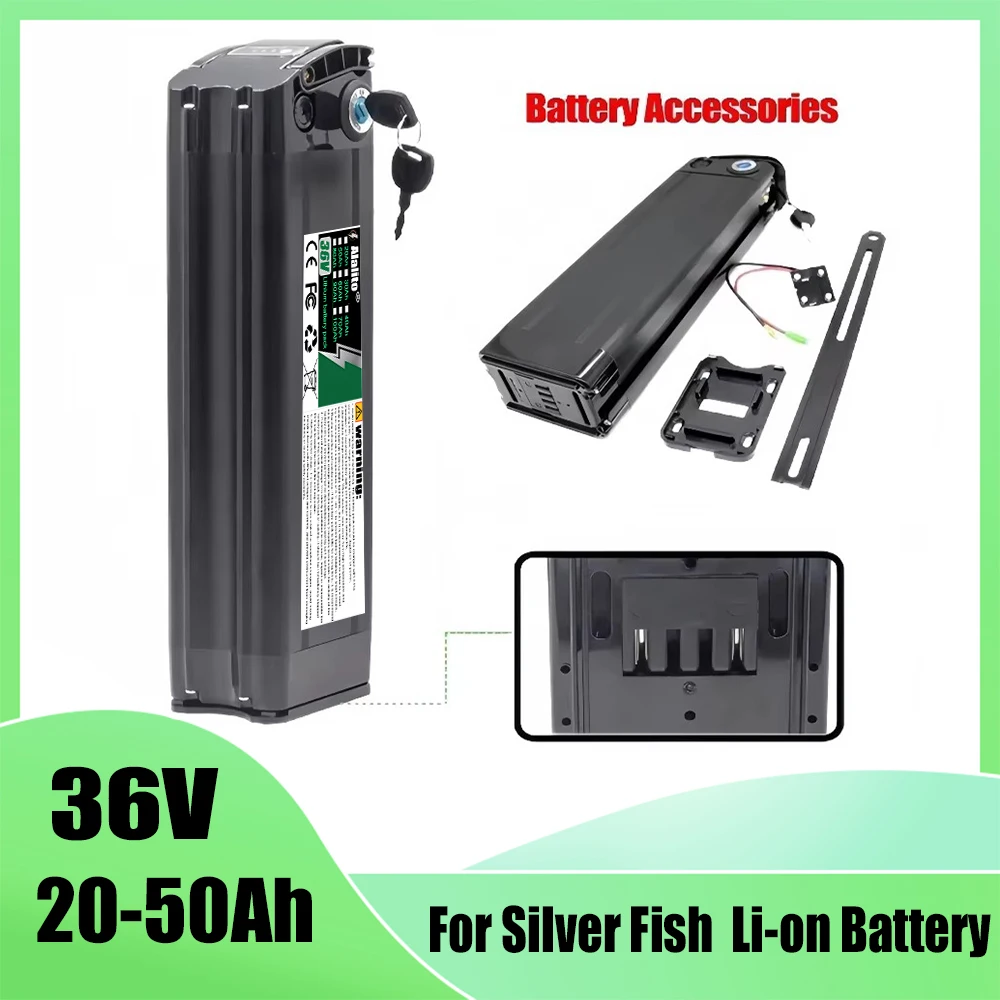 For Silver Fish lithium battery pack, compatible with 250W-1000W folding bicycle wheel hub motor, 36V 20Ah-50Ah