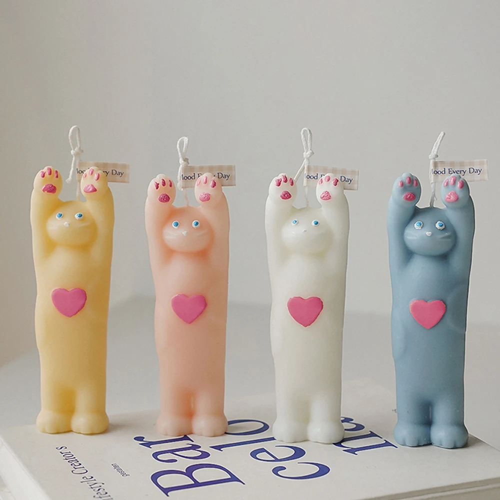 Niedliche japanische Art erhöhter Hand-Katzen-Duftkerze, kreative Cartoon-Katze, handgefertigt, DIY-Raumdekoration, Ornamente, Weihnachtsgeschenke