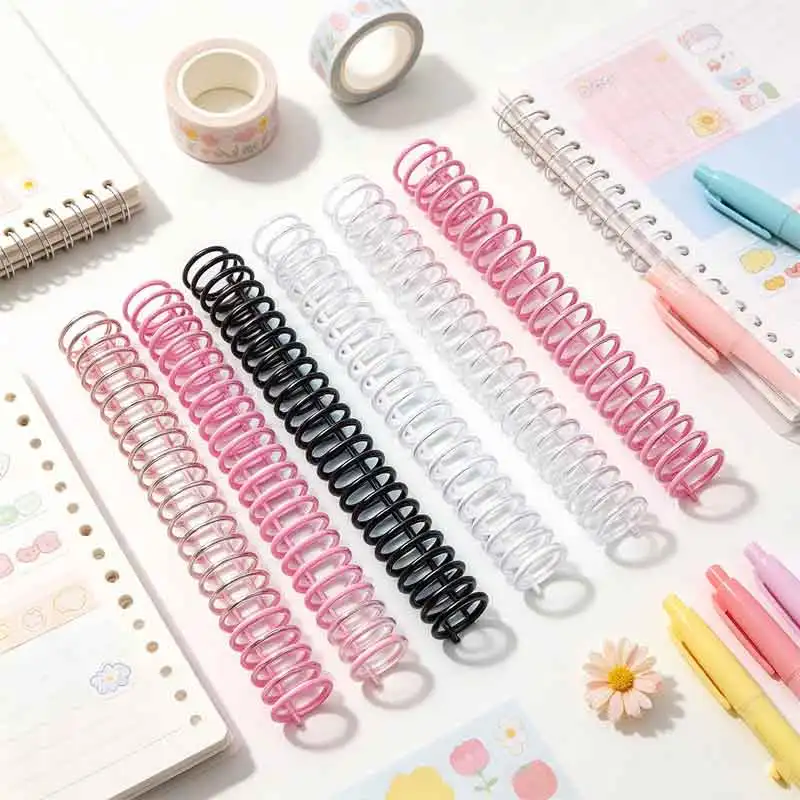 6pcs 22mm Plastic 30-Hole Loose Leaf Binders Ring Spring Spiral Binding A4 DIY 160Sheets Paper Notebook Album Stationery Office