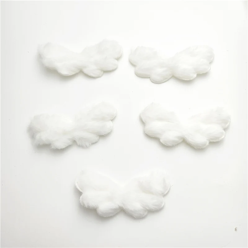 30Pcs 8CMx3CM White Angel Wing Padded Applique For DIY Handmade Hair Clip Hat Crafts Patches Decor Ornament Clothing Accessories