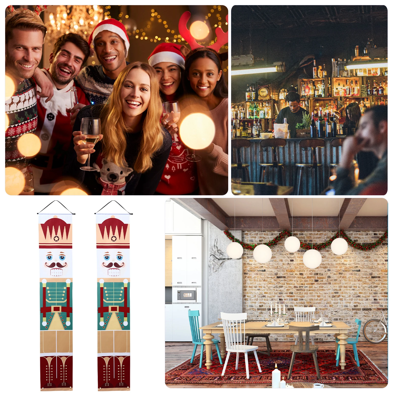 

1Pair Christmas Walnut Soldier Door Curtain Hanging Decoration Xmas Porch Pendant Couplets Decoration Christmas Door Curtain