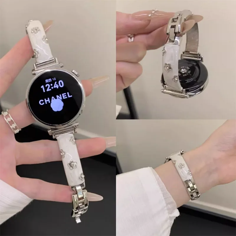 

Ремешок для часов Garmin Lily 2 с цветочным узором и стразами, 14 мм, легкий люкс, металлический, с эпоксидным покрытием, быстросъемный браслет для женщин Lily2