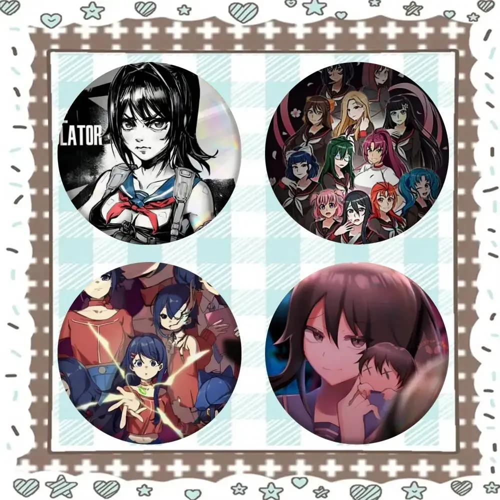 Video Game Y-Yandere Simulator Badge Tinplate Meme Round Brooch For Hat Bag Creative Lapel Jewelry Accessories Gifts
