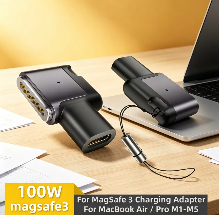 Magnetic Elbow Side Bend PD 20V 5A 100W USB Type C Fast Charging Charge Cable for MagSafe3 Air/Pro M1/M2/M3/M4/M5 Macbook Laptop