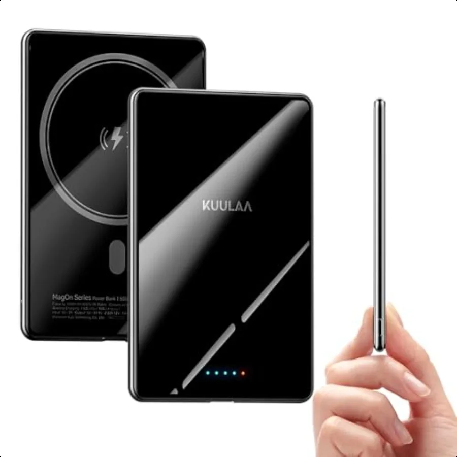 

Kuulaa Magsafe Battery Pack 5000mAh 0.27 in Ultra Slim Magsafe Portable Charger Slim Magnetic Apple Portable Charger 20W Power