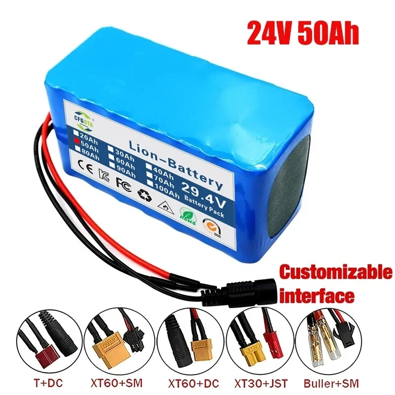 2024 New 7s3p 24V 18650 Li Ion Battery 29.4V 50000mAH E-bike, Moped / Electric / Li Ion Battery Pack with Charger for Sale