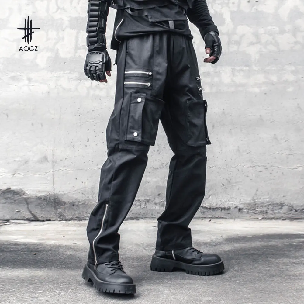 

AOGZ брюки-карго в стиле хип-хоп, мужская уличная одежда, тактические брюки в стиле Харадзюку, спортивные штаны, свободные повседневные брюки на молнии с несколькими карманами, осень