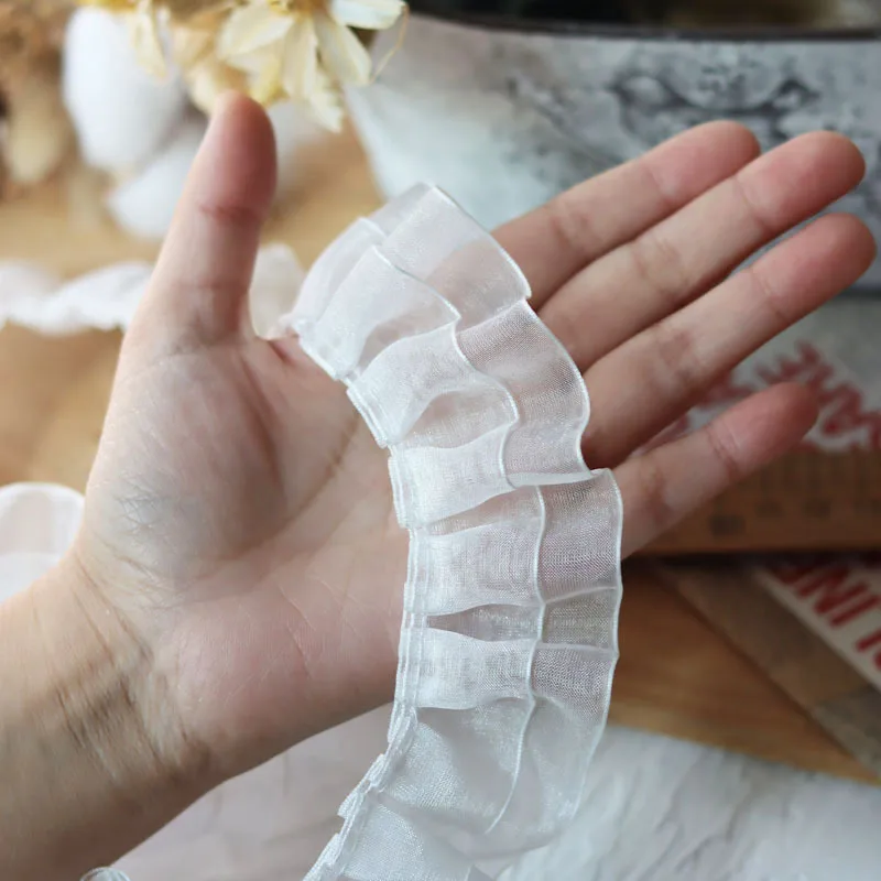 2 Meters Sweet and Elegant Double-layer Ruffled Lace Ribbon Collar and Cuff Decoration Handmade Materials Clothing Accessories