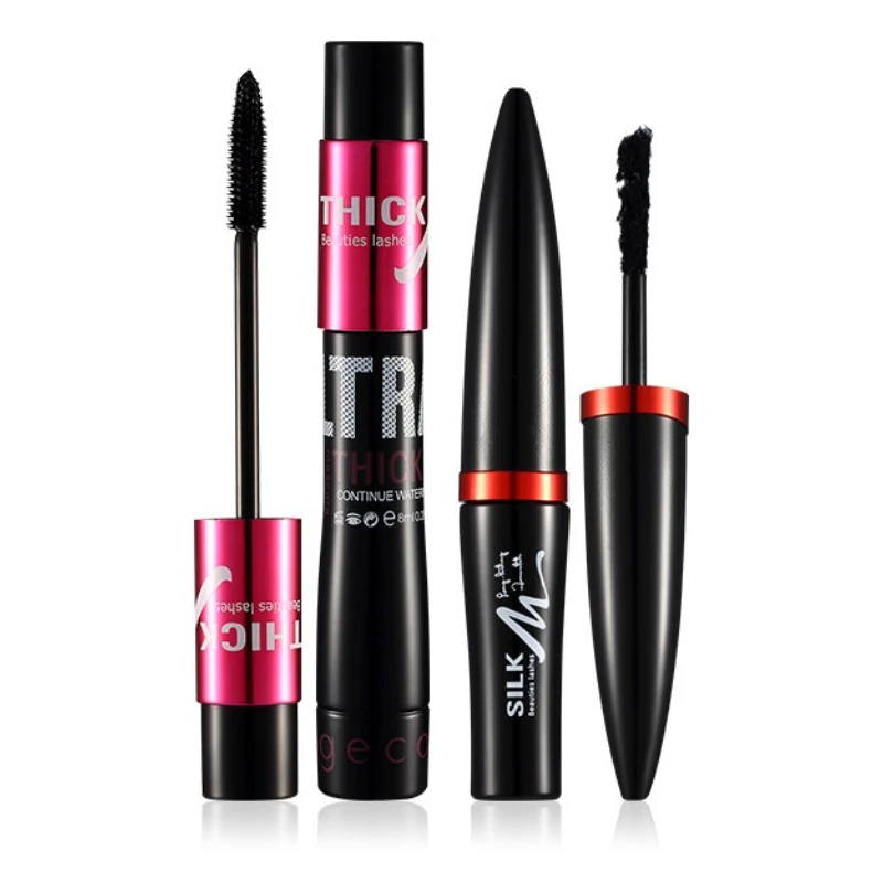 더블 튜브 블랙 컬링 속눈썹 섬유 마스카라 세트 자연스럽게 컬링 된 방수 및 얼룩 없이 오래 지속되는 여성 메이크업