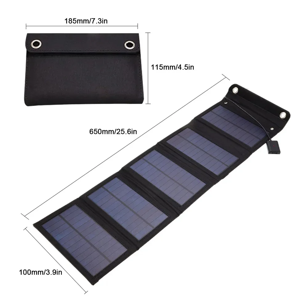 25W Foldable Solar Panel Charger with USB-A Outputs for Phones, Power Banks, Tablets - Waterproof for Camping, Backpacking