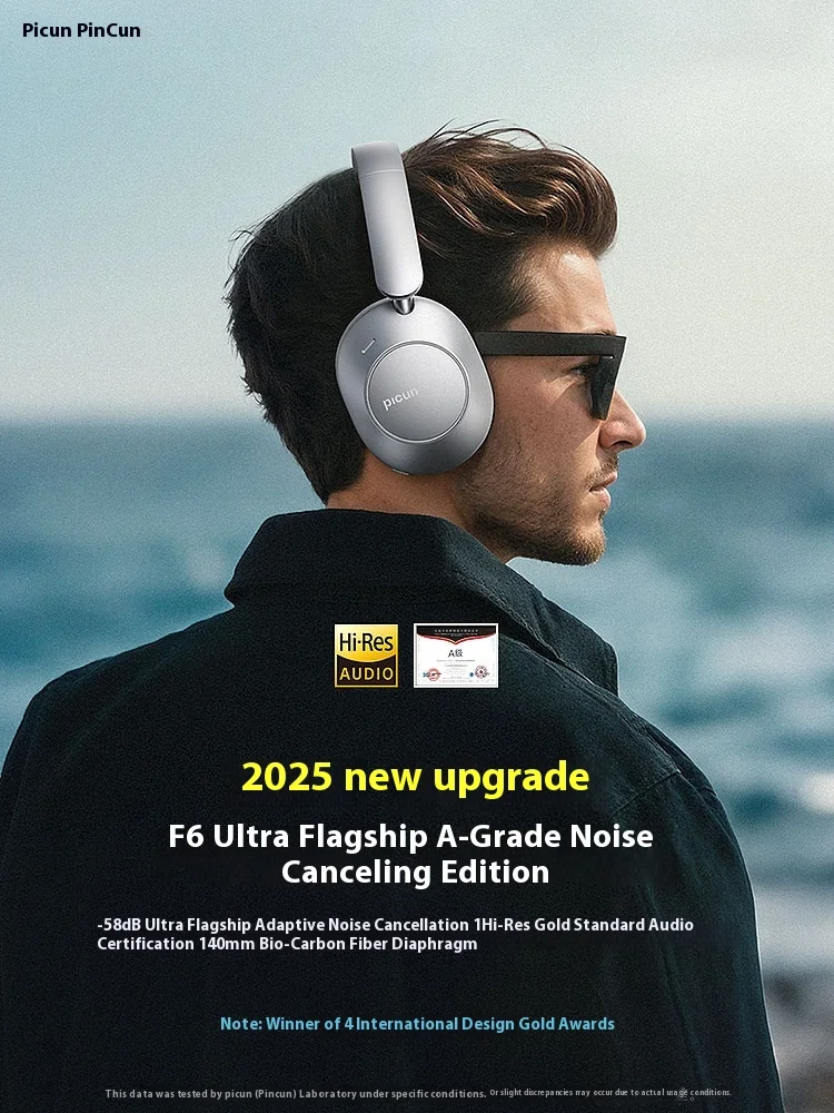 Picun F6 Wireless Headphone With 6Mics 40mm Bio Carbon Fiber Diaphragm Bluetooth 6.0 Hi-Res Spatial Sound Custom Gaming Headset