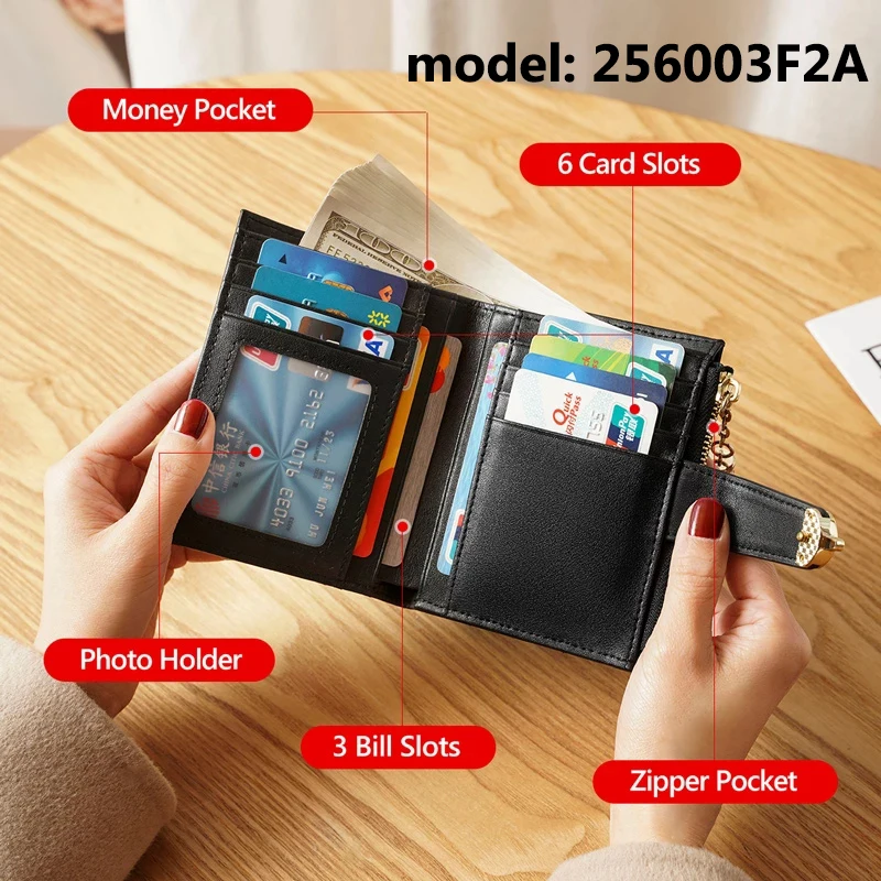 FOXER Brand Women Split Leather Short Wallet High Quality Multi-function Card Holder Girl\'s Fashion Plaid Zipper Mini Coin Purse