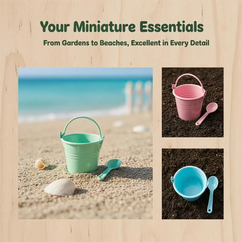 Dollhouse Decor 1/6 Scale Water Bucket Set with Spoon 5 PCS for Realistic Miniature Play