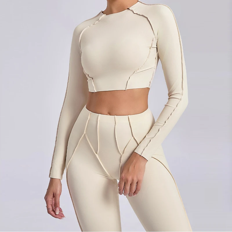Ctenkevet النساء في الهواء الطلق الرياضة سريعة الجافة ضيق تي شيرت طويل الأكمام ملابس لليوجا الإناث الصالة الرياضية الملابس امرأة خطوط أنيقة المحاصيل الأعلى