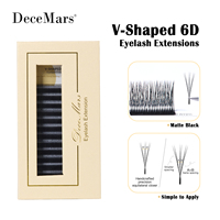 DeceMars V-shaped 6D eyelash extensions Matte Black 12 Rows/Tray