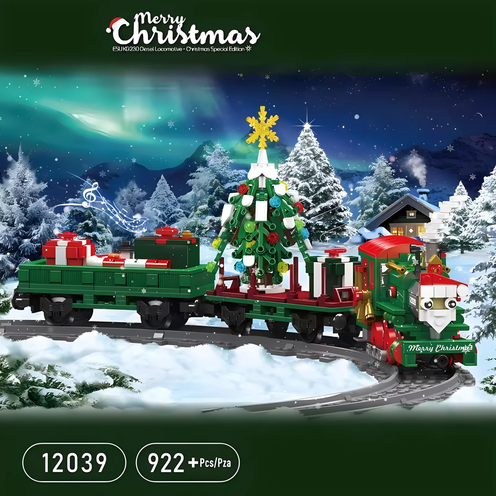 Mould King 12039 Remote Control Christmas Train Building Block Diesel Locomotive Brick Puzzle Assembly Toys Christmas Gift Kids