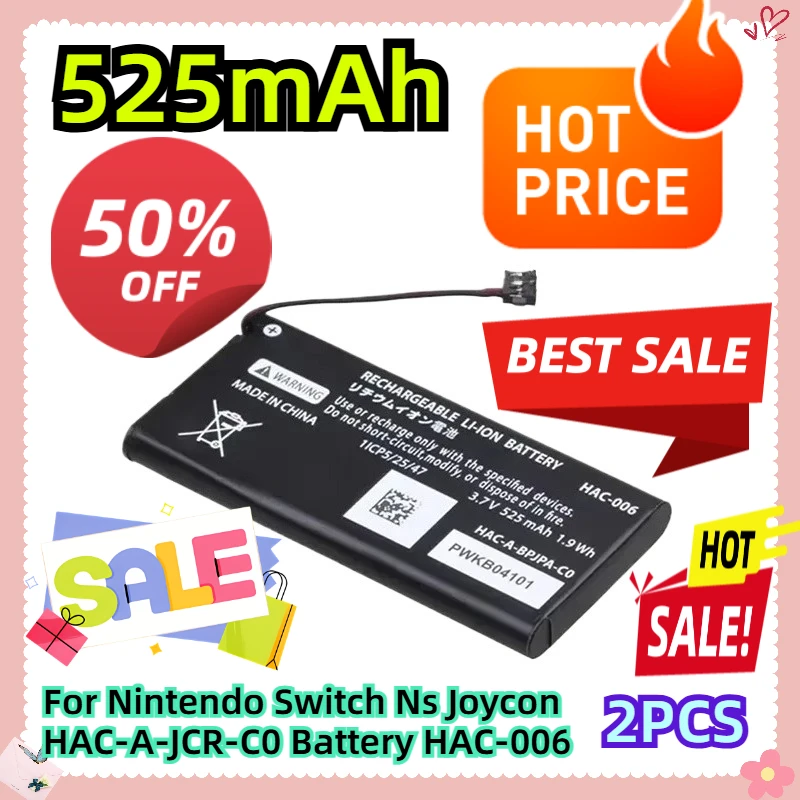 

2pcs 3.7V 525mAh For Nintendo Switch Ns Joycon HAC-A-JCR-C0 Battery HAC-006