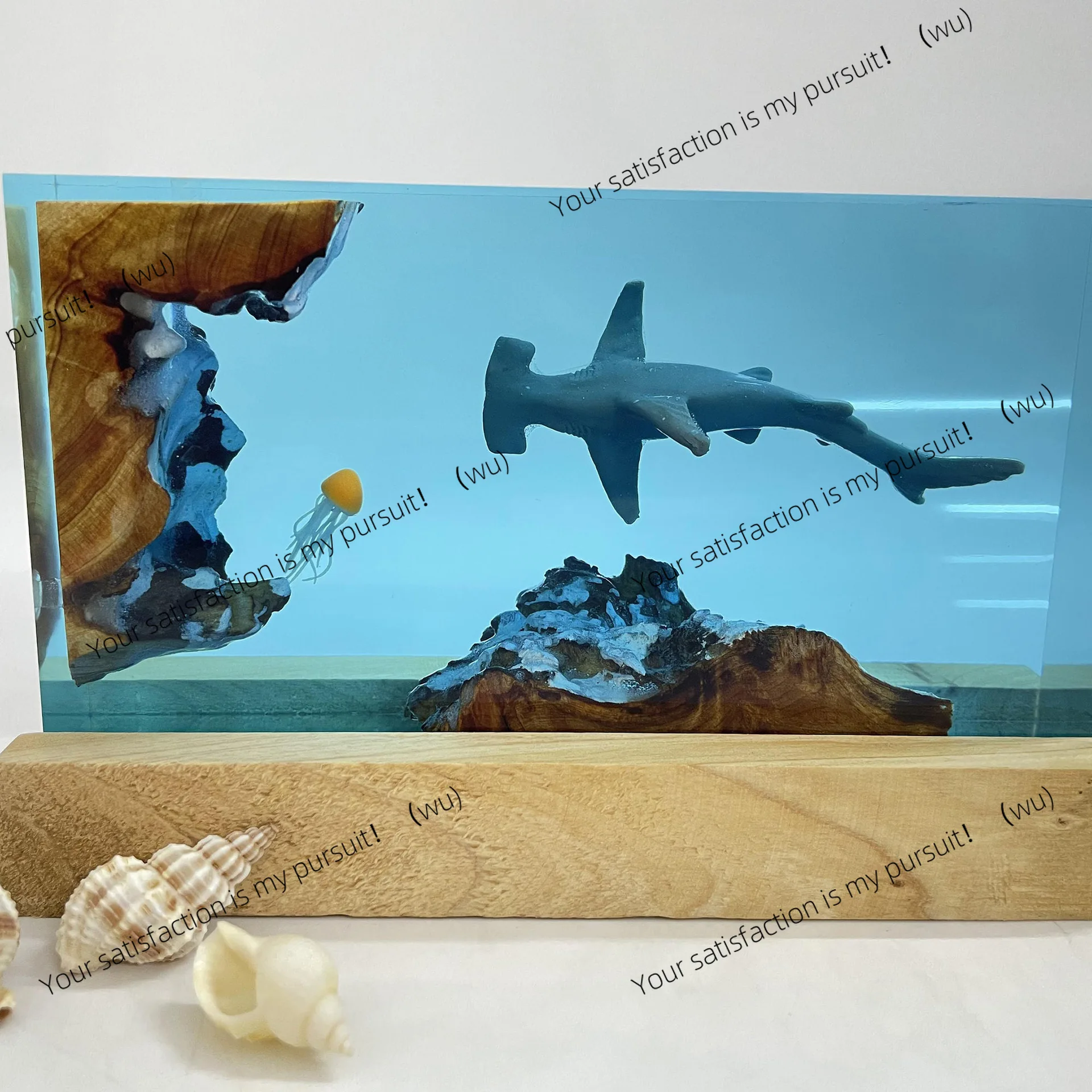 Resin lamp gift Resin lamp Shark and jellyfish Unique crafts Resin lamp Holiday gift