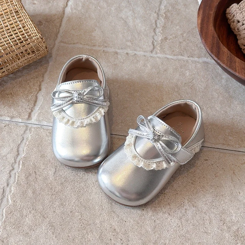 *Fashionable Retro Comfortable Elegant Girls' Casual Shoes Children's Spring and Autumn Hot Selling Bow Student Flat Sneakers