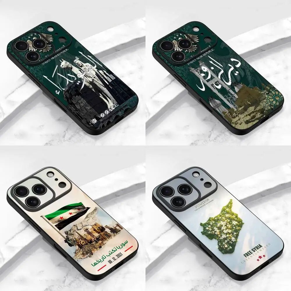 

Syrian Arab Republic Syria Flag Phone Case For iPhone 17,16,15,14,13,12,11,Pro,Max,Plus,E,Air,Mini Protective Black Cover