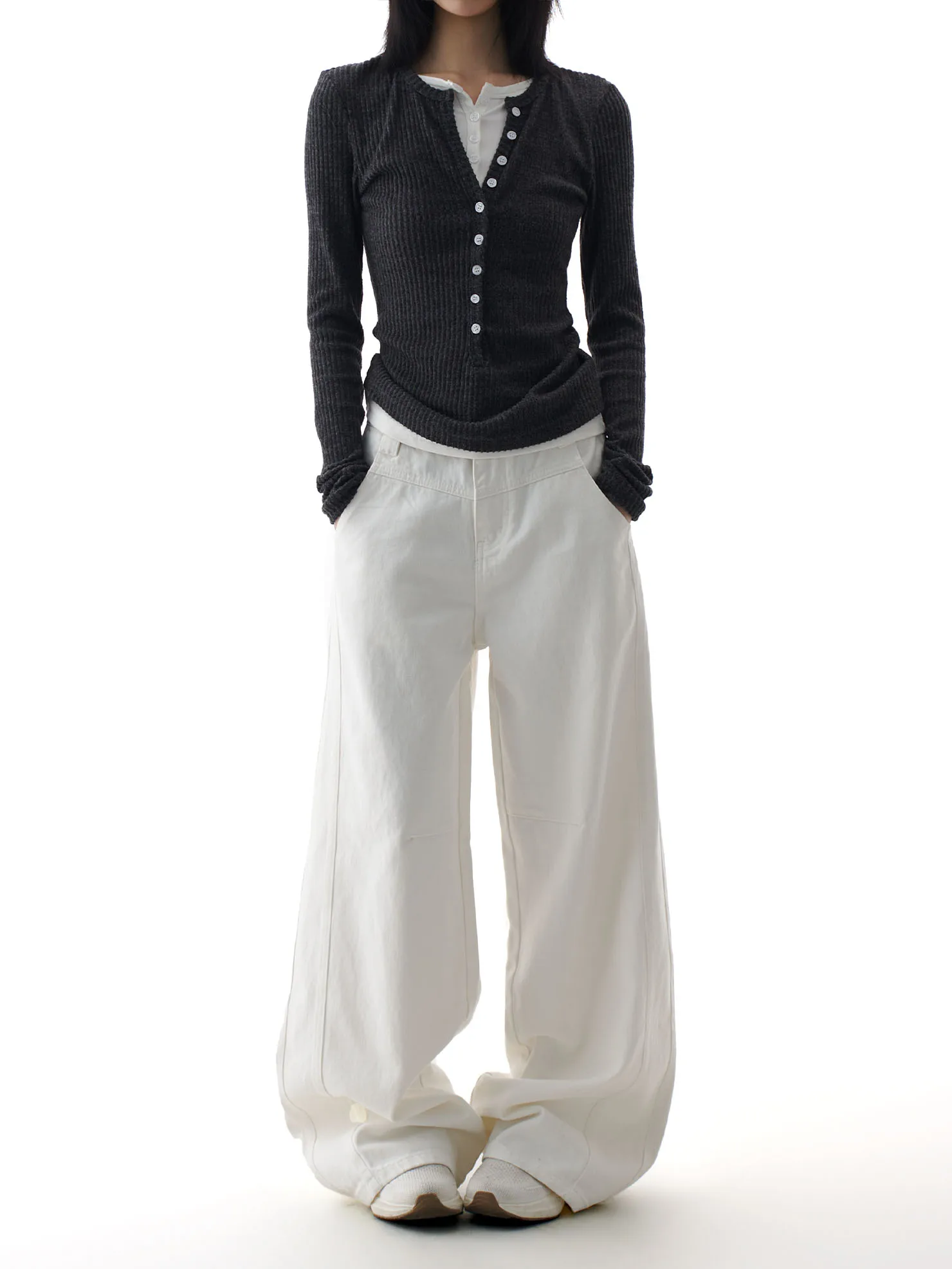 

Loose Casual Wide Leg Jeans Women's Light Beige Cotton Denim Pants Spring 2026 Small Size White Jeans Ladies Casual Sle