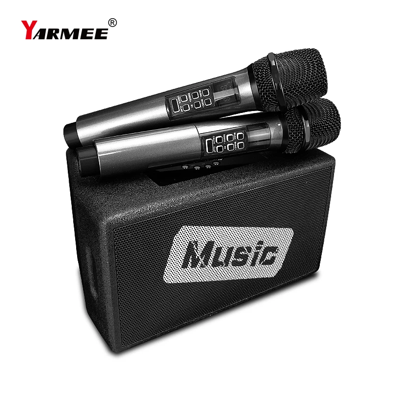 YARMEE Sistem Nyanyian Karaoke Nirkabel Profesional dengan 2 Mikrofon Bluetooth Speaker Vioce Amplifier untuk Rumah Pesta KTV