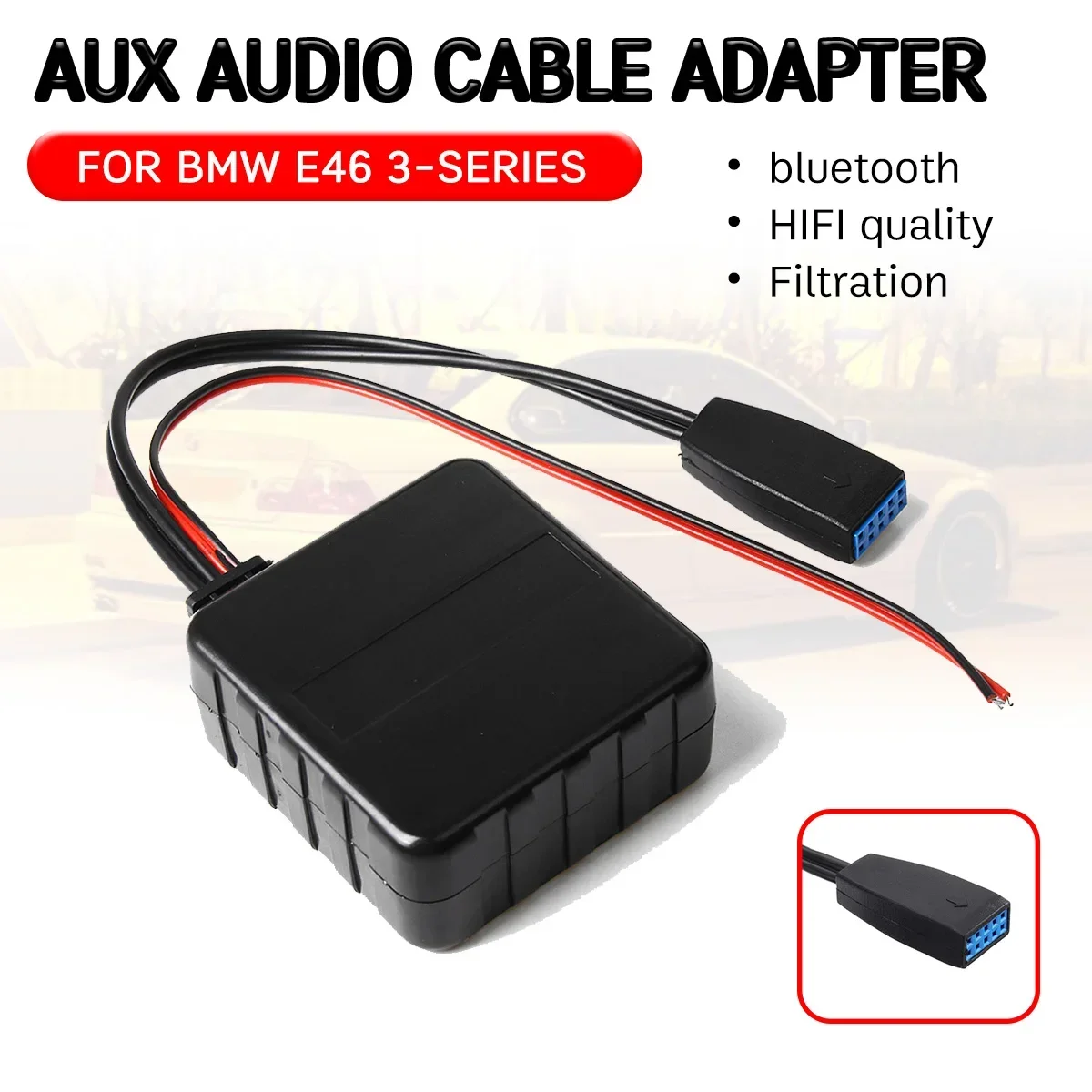 bluetooth Aux Receiver Cable Adapter Hifi Quality for 10 Pin CD Head Unit Audio Interface for BMW E46 2002 2003 2004 2005 2006