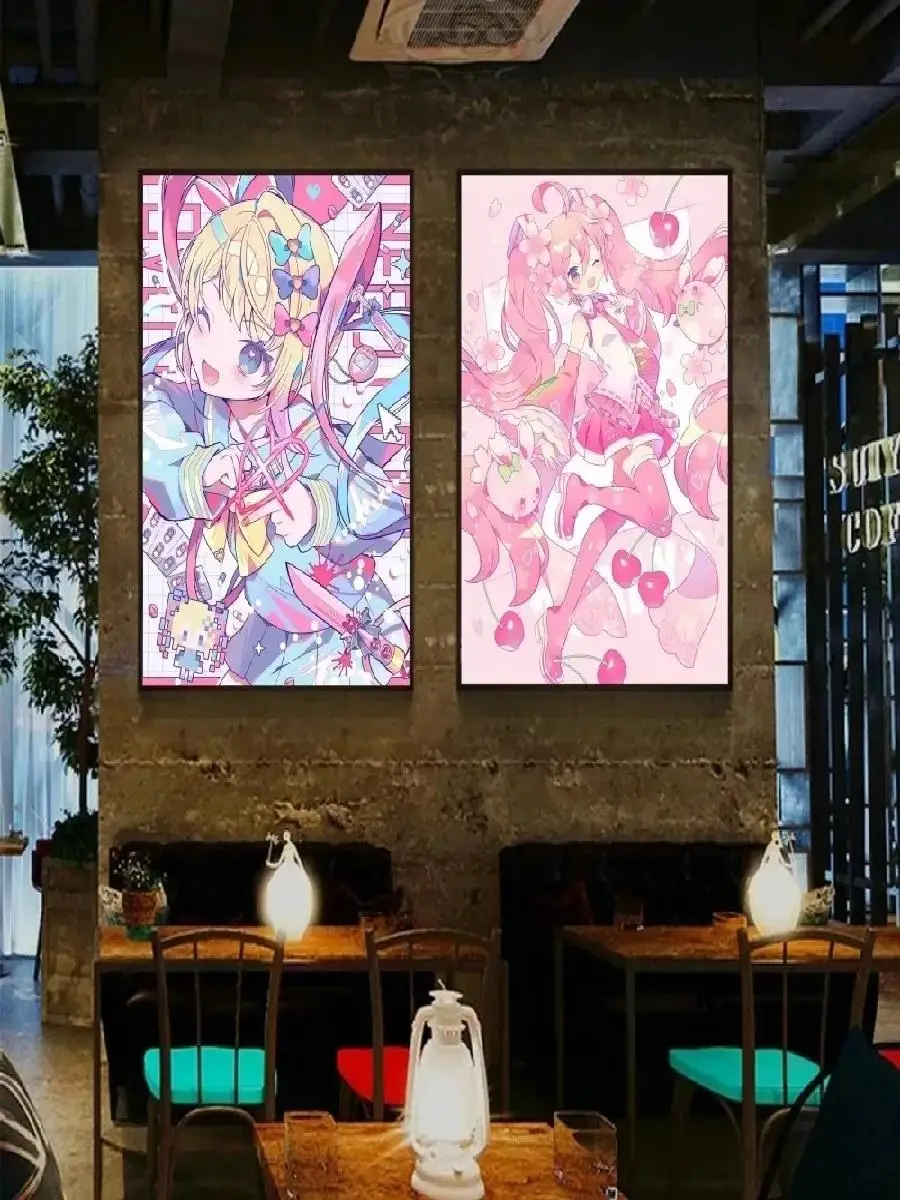 Cute Anime Girls Miku Canvas Poster Art Wall Decor for Game Room Kawaii HD Painting NEEDY GIRL OVERDOSE Murals Home Decor