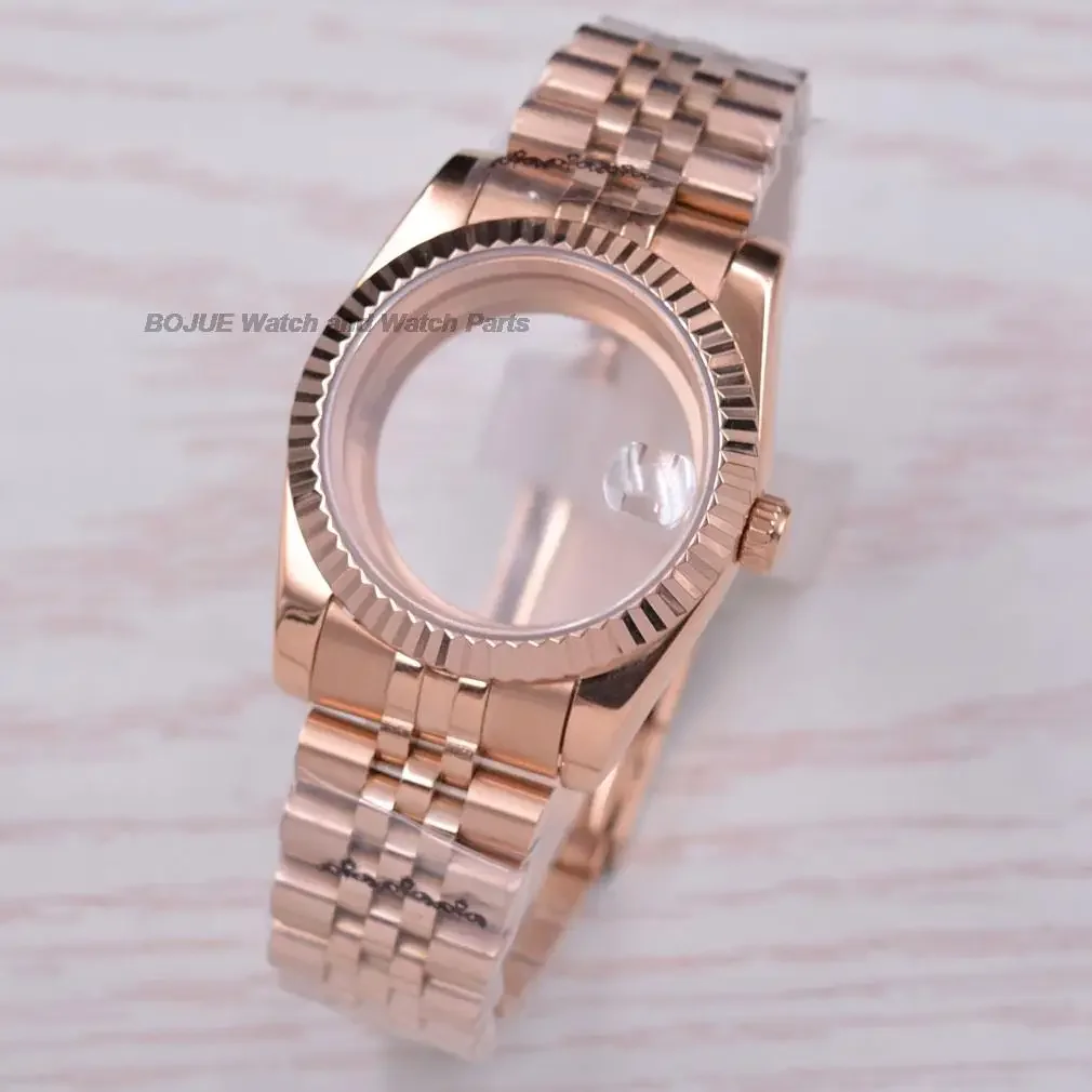 36mm/39mm Rose Gold NH35 Case Strap Men Watch Parts for Datejust NH36 Automatic Mechanical Movement Sapphire Glass Repair Tools