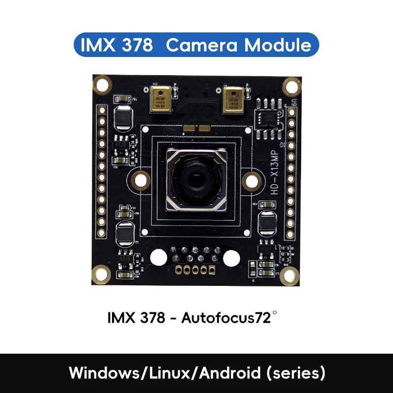 Module de caméra USB grand angle 13MP IMX378, PCB 38x38mm, vision nocturne faible luminosité pour vidéoconférence, microscope, endoscope