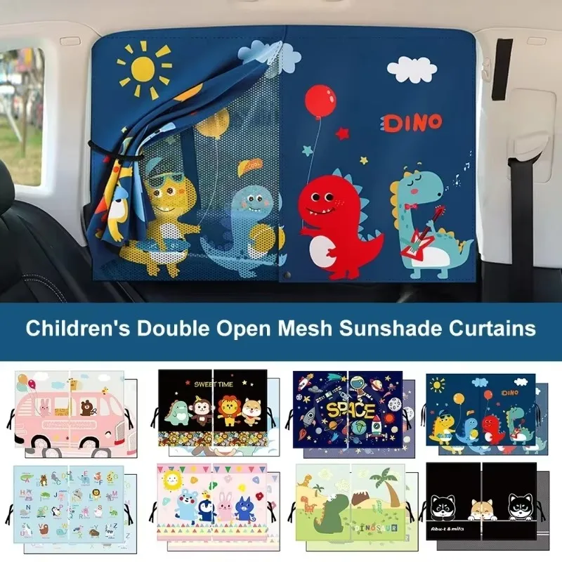 Car Cartoon Cute Spaceman Magnet Side Window Sunshades Windshield Sunshade Rear Side Auto Window Sunshade Cover For Children