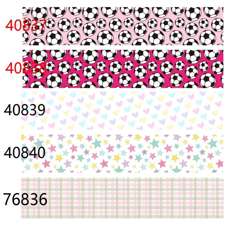 (5yards) Printed Football Star Ribbon Sport Grosgrain Ribbon for Hairbows DIY
