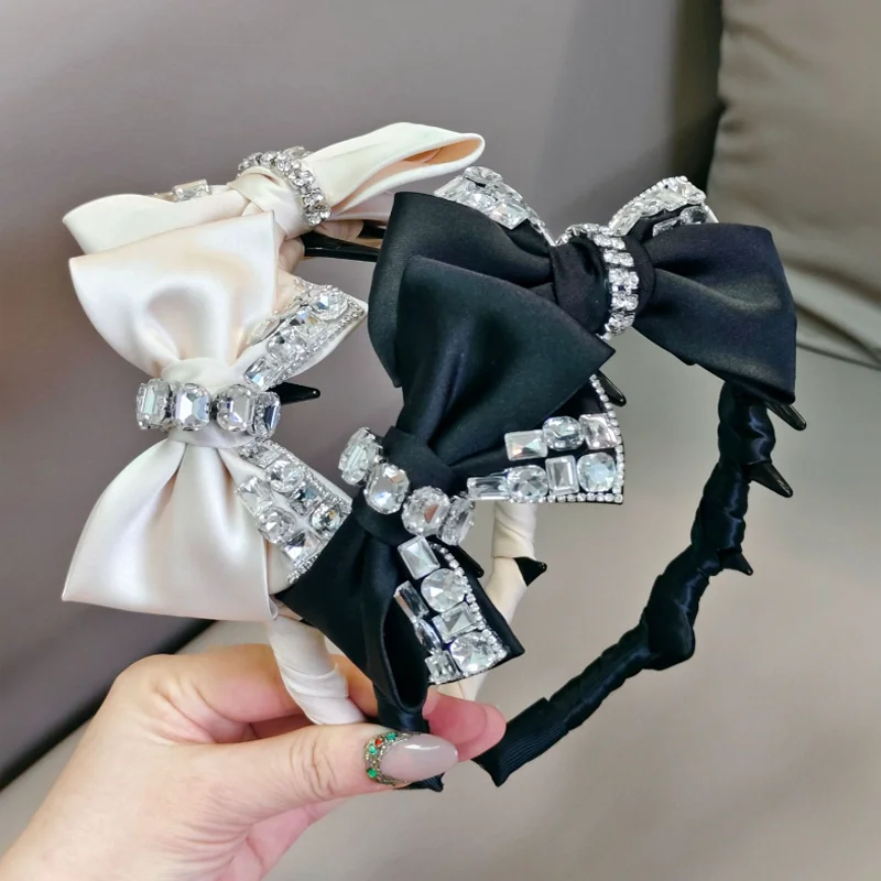 

Palace Headband with Waves Diamond Bow Hair Hoop Sweet Daily Hairbands Women Hair Accessories Headwear Hair Clip