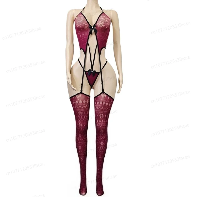 Womens Sexy Mesh Lingerie Sets Bras and Panties Exotic Apparel Sexy Slimming Bodystockings Garter Erotic Lace Underwear Bodysuit - Image 2