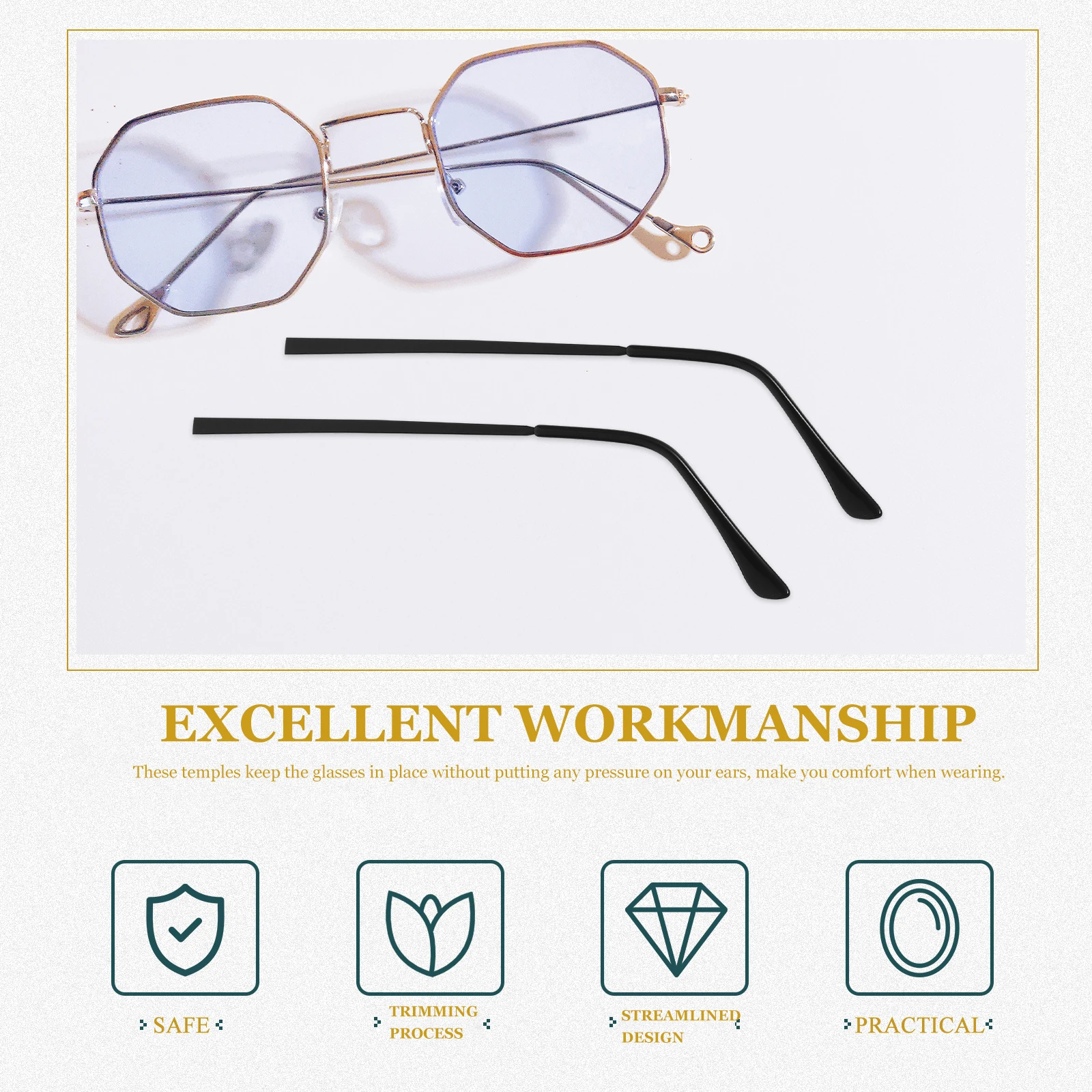 

1Pair Glasses Repair Kit Comfortable Temples Prevent Frame Breaking during Exercise Eyeglass Arm Replacement Glasses Repair Kit
