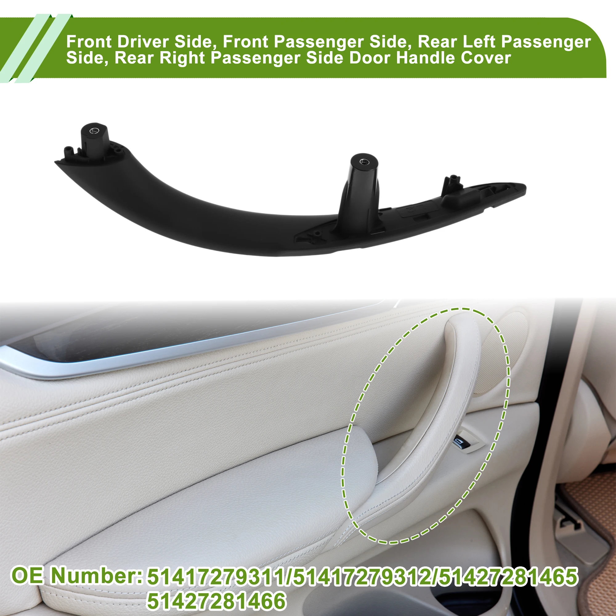 UXCELL Front Driver Side Door Panel Handle Pull Trim Cover Inner Door Handle Door Pull Handle Cover 4Pcs
