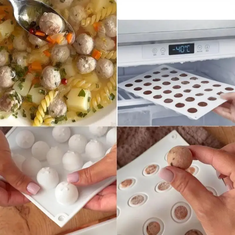 Eco-Friendly 35 Grid Food Grade Silicone Meatball Maker Non-Stick Rice Ball Fish Ball Shaker Mold for Home DIY Cooking
