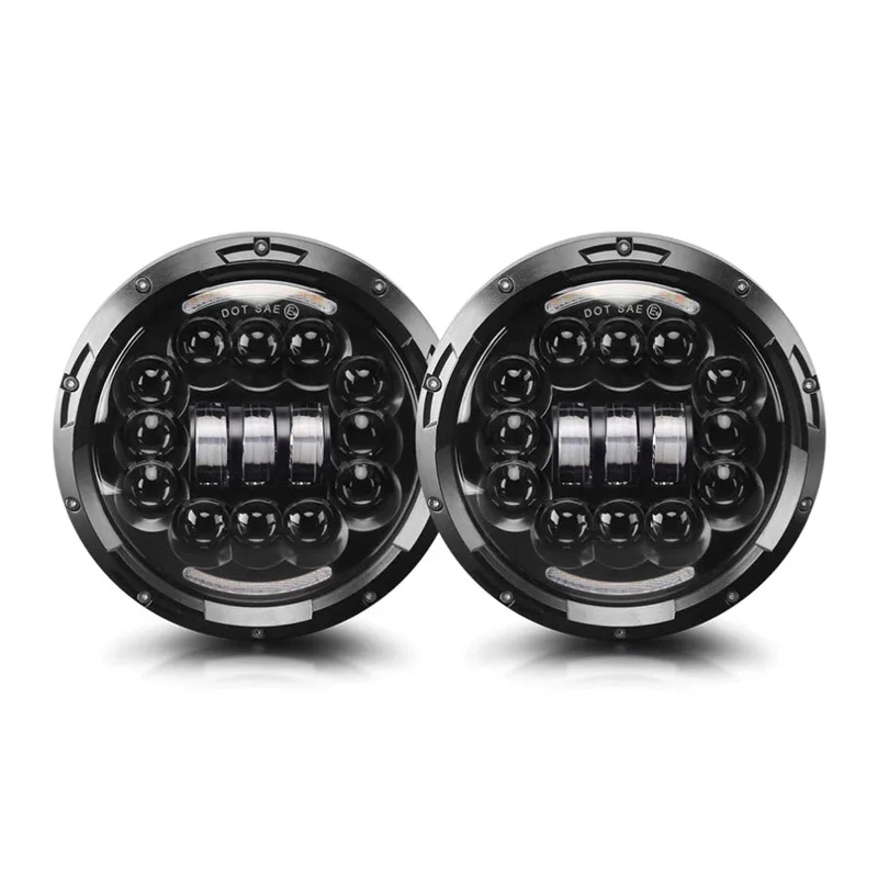 ジープ ジープラングラー 7 インチ ハーレー ヘッドライト修正 15 ビーズ半円全円 LED デイタイムランニングライト付き