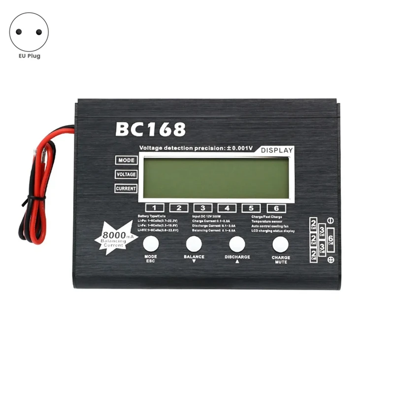 BC168 1-6S 8A 300W Super Speed LCD Intellective Balance Charger/Discharger For Battery Rc Toys EU PLUG