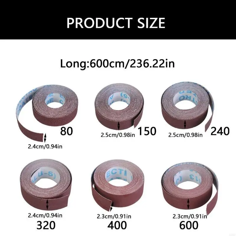 Roll carta vetrata Abrasive Emery Roll Sand Paper Grit80/150/240/400/600 per le levigatrici a mano per lucidatura in metallo