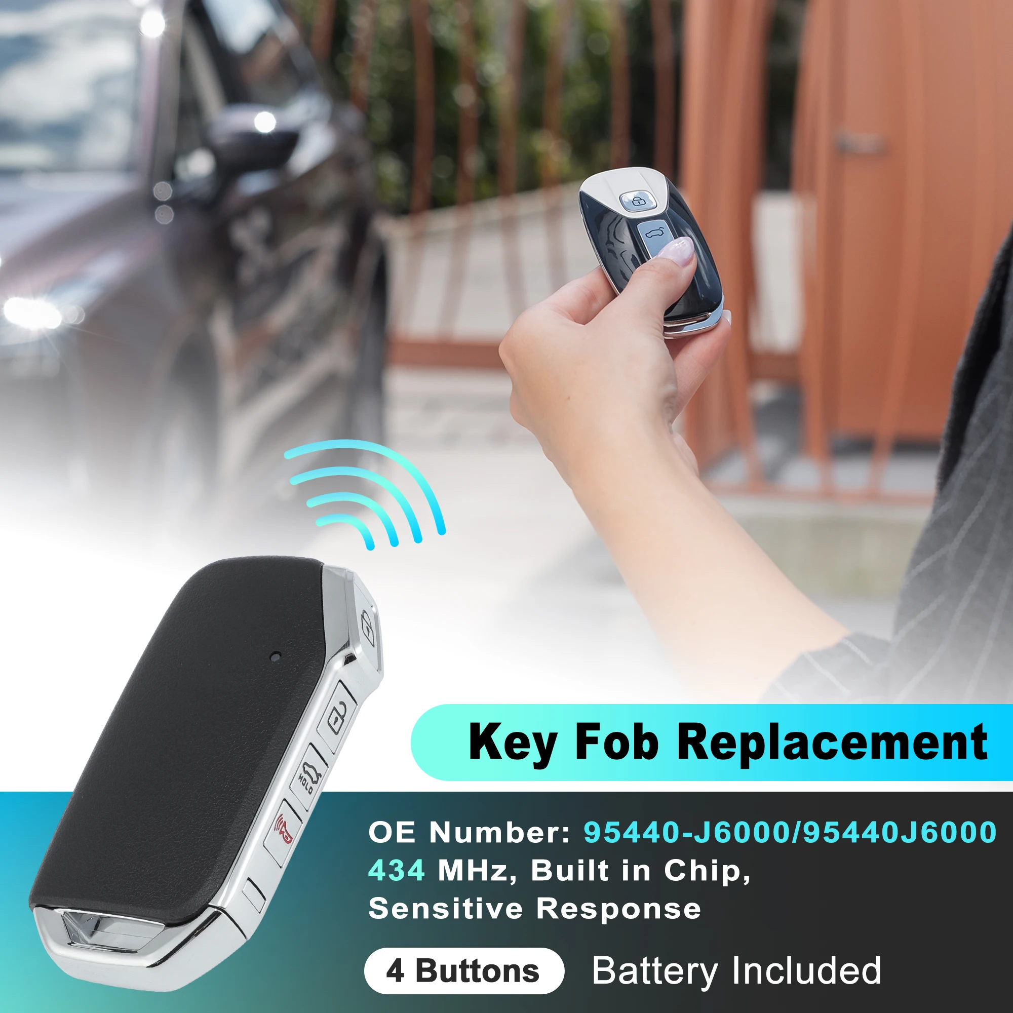 UXCELL TQ8-FOB-4F17 434 MHz Keyless Entry Remote Key Fob for Kia K900 2018-2020