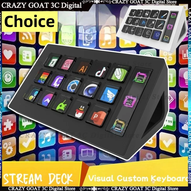 

Stream Deck 15 Studio Controller Macro Keys Trigger Actions In Apps And Software Like Obs And More Works With Mac,white/black