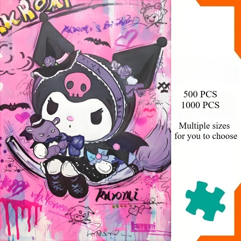 500/1000/1200/2000PCS Puzzles for Sanrio Kurome Jigsaw Puzzles Brain Challenge Game Gift Home Decor