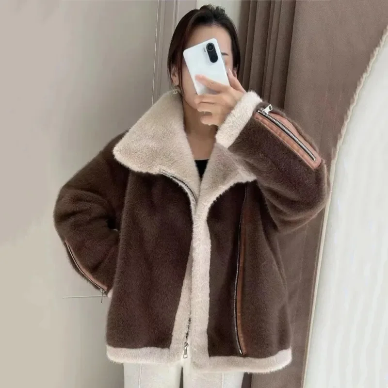 

Fur And Fur One-piece Short Jacket New Loose Casual Coat Winter Clearance French Style Exterior Mint Mambo Young