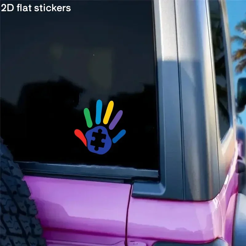 Inclusive Puzzle Hand Car Sticker, Autism Awareness Decal for Car Doors Hoods, Ideal for Showing Support with a Meaningful