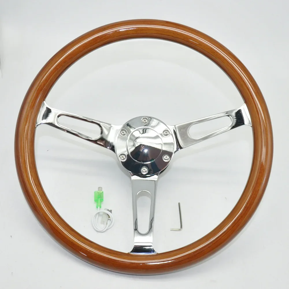 Auto Modification Part 380mm Custom Vintage Wooden Grain Universal Real Wood Classic Wood Steering Wheels for Car