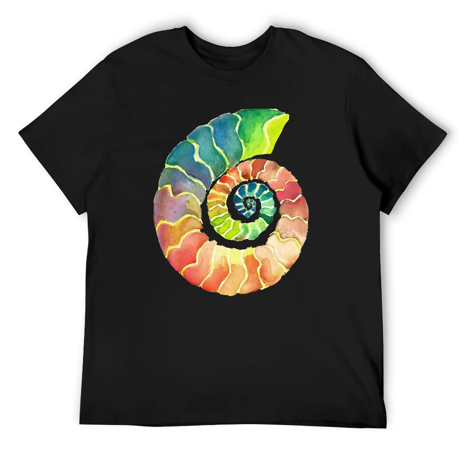 Watercolor Fossil Ammonite in Rainbow T-Shirt custom t shirt korean fashion outfits for men