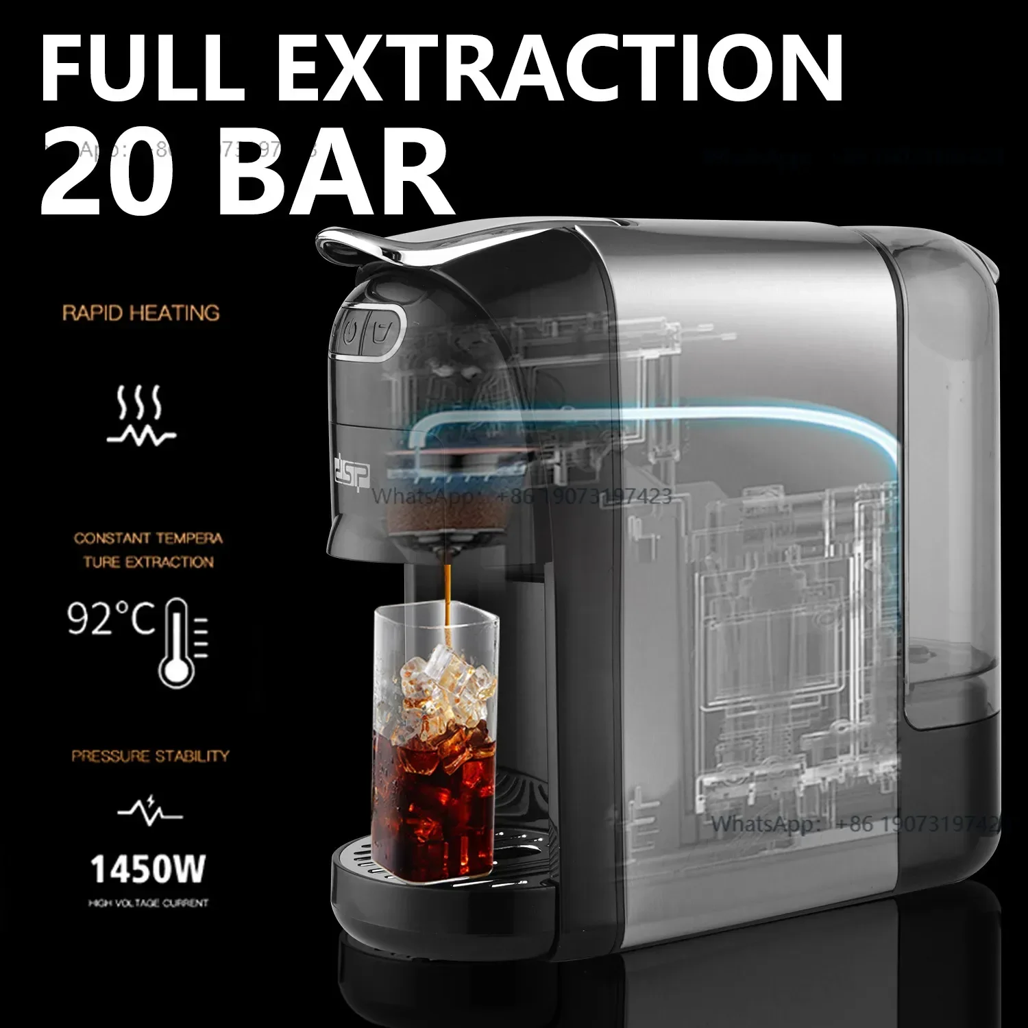 Cafetera 3 en 1, cafetera doméstica pequeña totalmente automática, cafetera portátil, Cafetera de 20 Bar