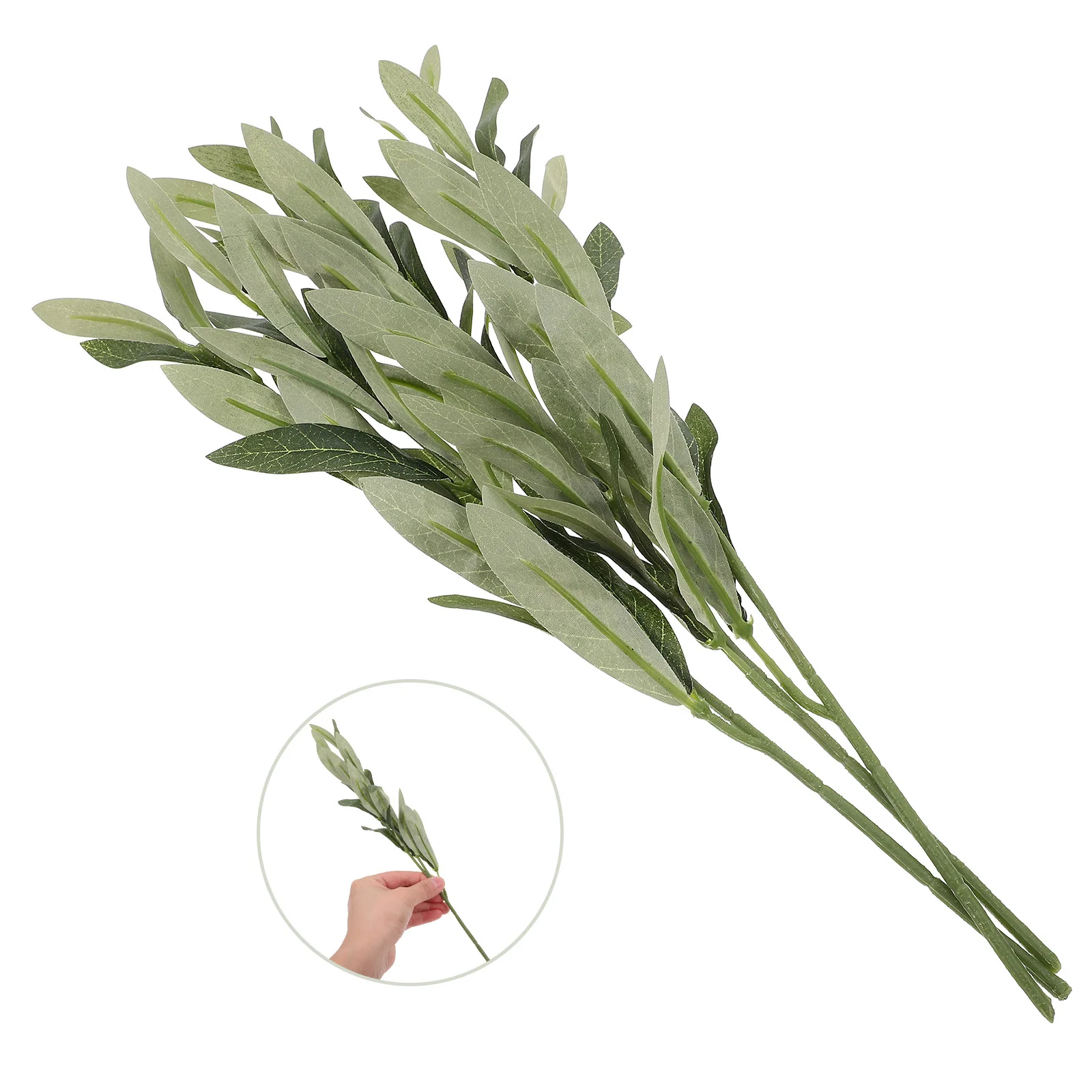 

3Pcs Artificial Olive Branches Realistic Faux Plastic Leaves Home Office Wedding Party Decorative Olive Stems Desktop Decor